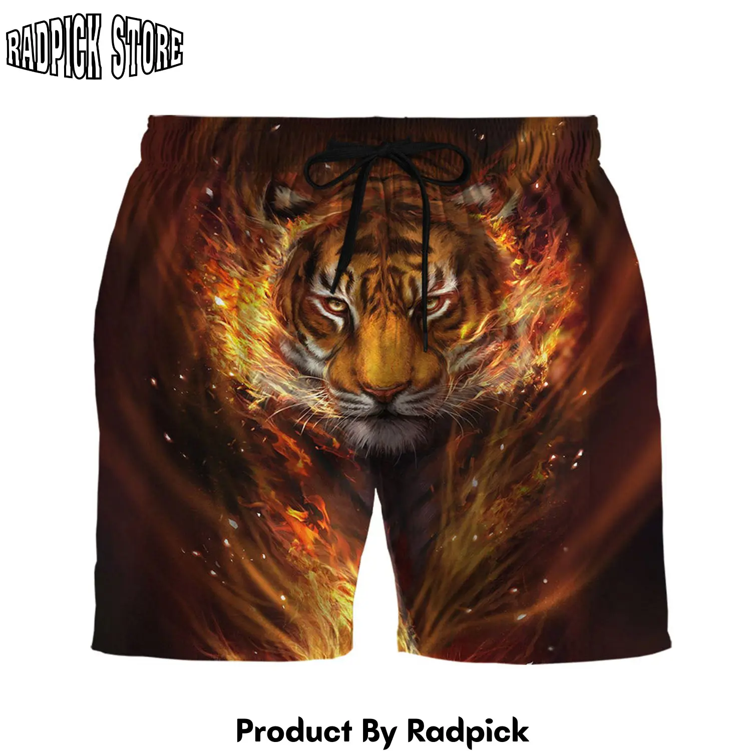 Radpick 3d fire tiger custom beach short rp631531